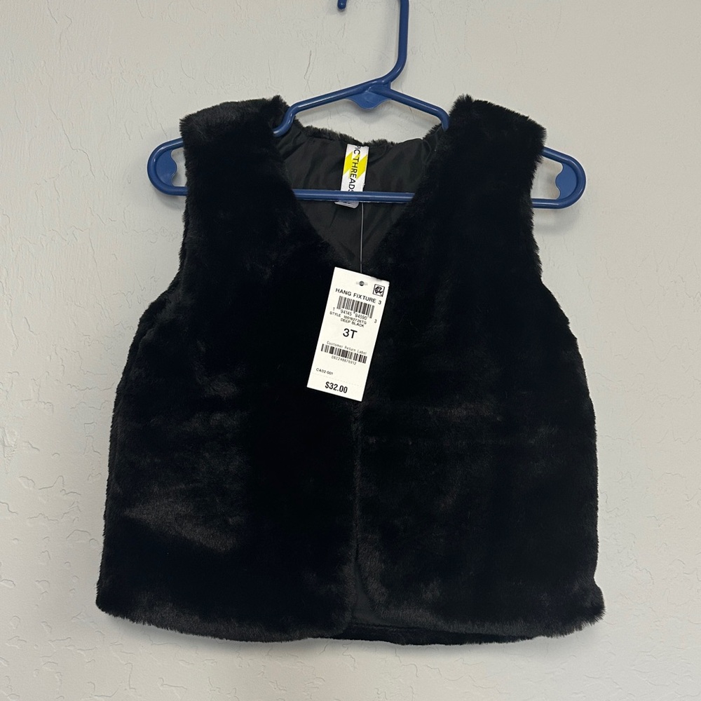 H&M Kids Black Faux Fur Vest